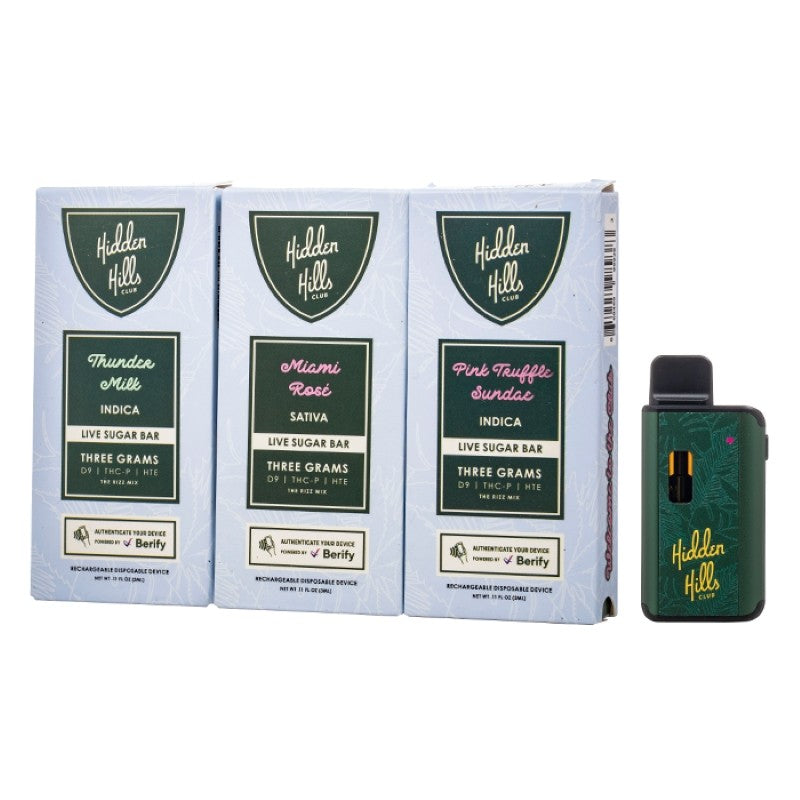 Hidden Hills Live Sugar Bar HTE Disposable Vape Kit 3g