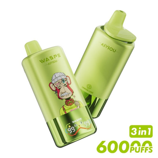 WASPE 60000 60k Puffs 3 in 1 Rechargeable LED Display Disposable Vape